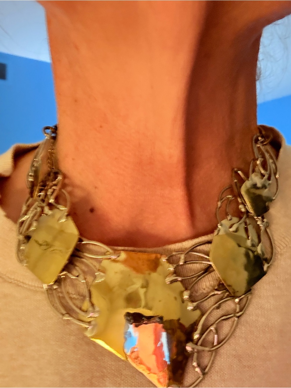 COLLECTORS JOSEPH BORIS BRUTALIST MIXED METAL NECKLACE 1986